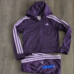 NWT Adidas Purple Tracksuit with Lavender Stripes